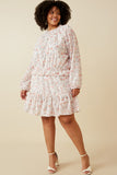 HY6836W Pink Plus Eyelet Embroidered Floral Cinch Waist Top Full Body