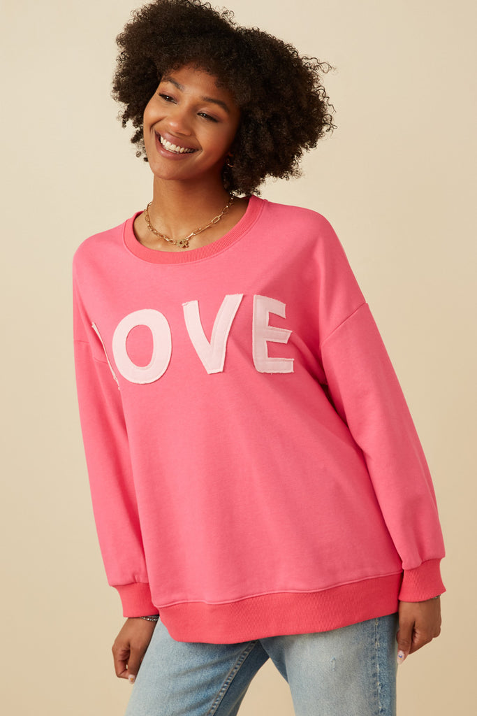 Womens Love Patched French Terry Sweatshirt Front