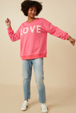 Womens Love Patched French Terry Sweatshirt Full Body