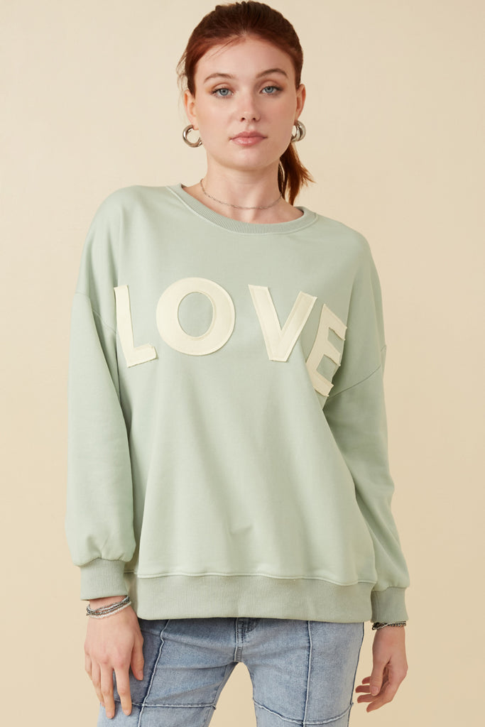 Womens Love Patched French Terry Sweatshirt Front