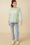Womens Love Patched French Terry Sweatshirt Full Body