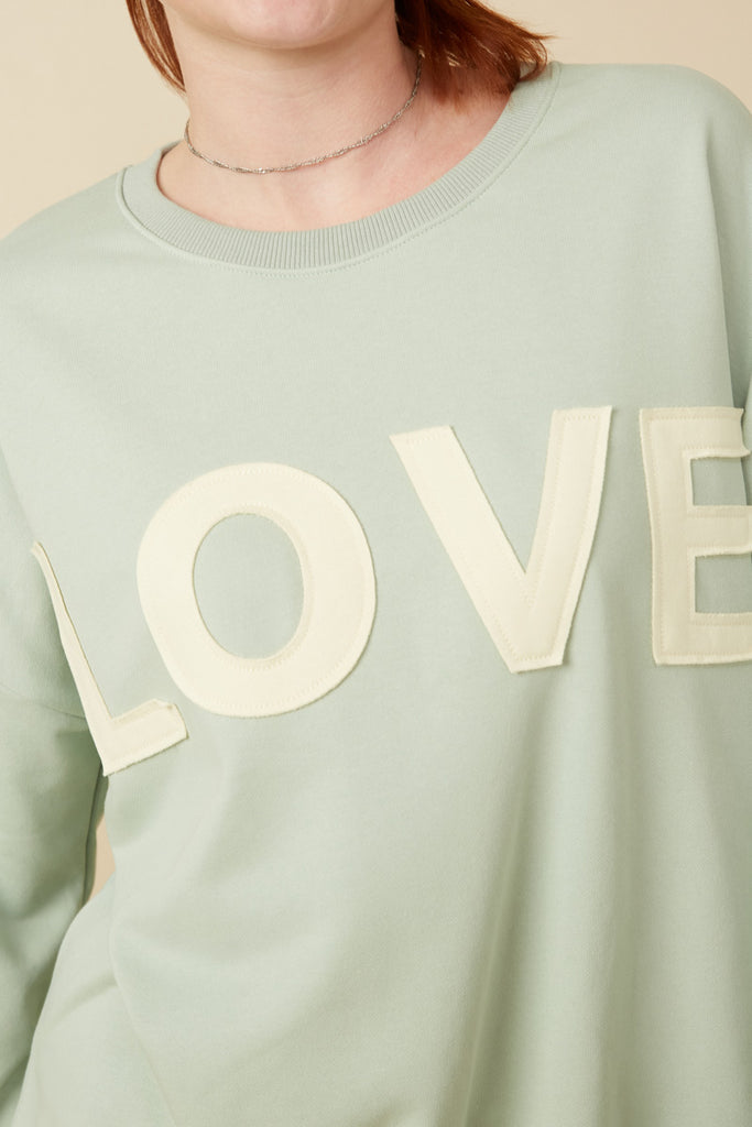 Womens Love Patched French Terry Sweatshirt Detail