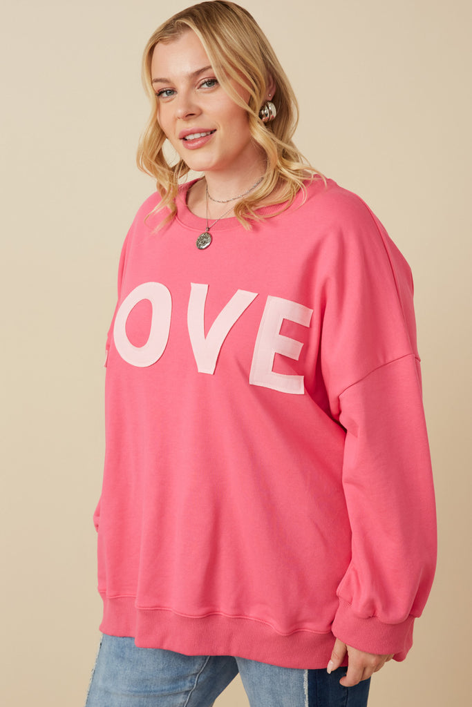 Plus Love Patched French Terry Sweatshirt Side
