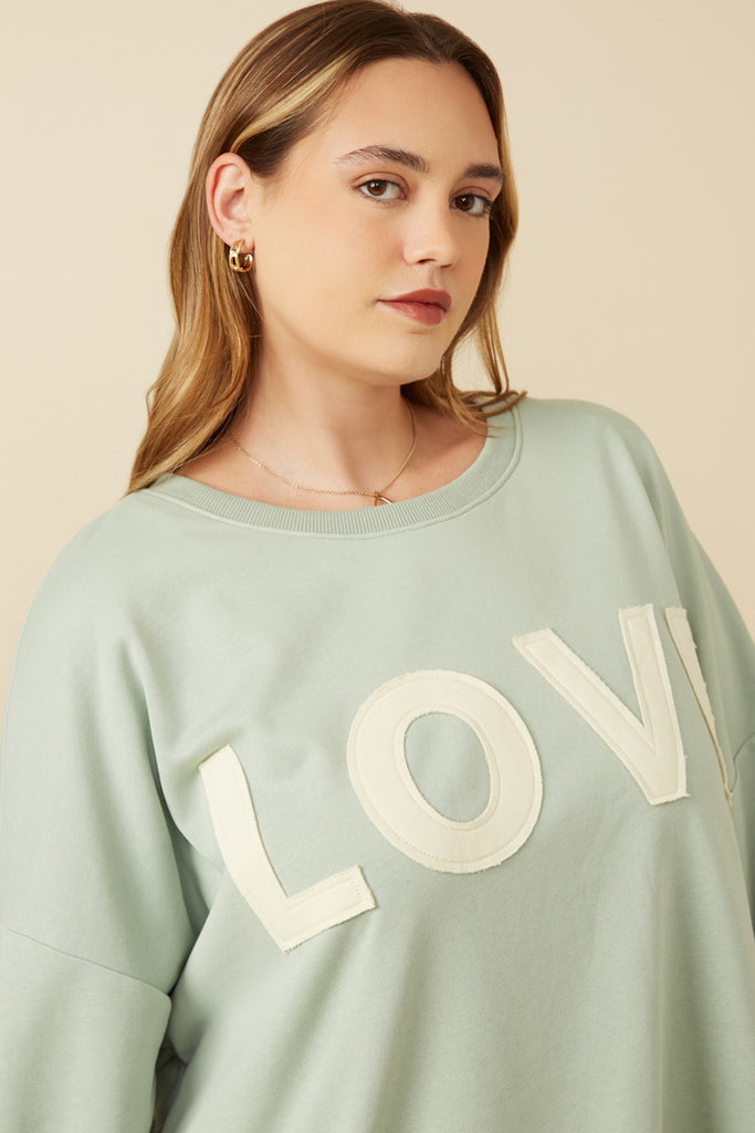 Plus Love Patched French Terry Sweatshirt Detail