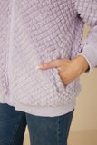 HY7687 Lavender Womens Quilted Plush Hooded Jacket Detail