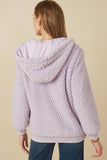 HY7687 Lavender Womens Quilted Plush Hooded Jacket Back