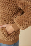HY7687 Mocha Womens Quilted Plush Hooded Jacket Detail